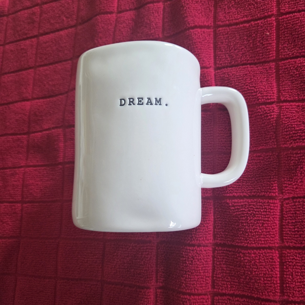 White Ceramic Mug with 'Dream' Inscription